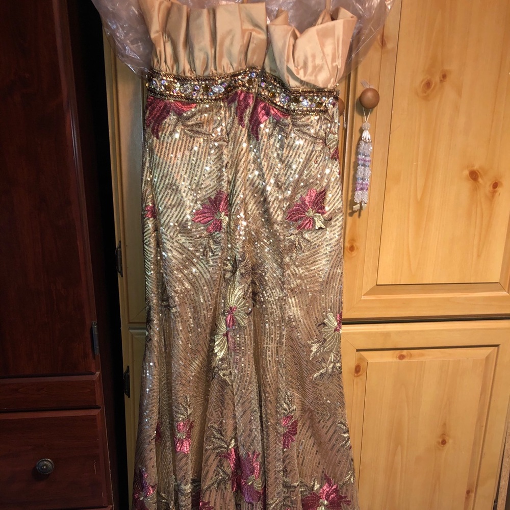Gold evening gown